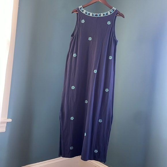 J. Jill Navy Blue Embroidered Sleeveless Maxi Dress – Size M - Picture 4 of 4